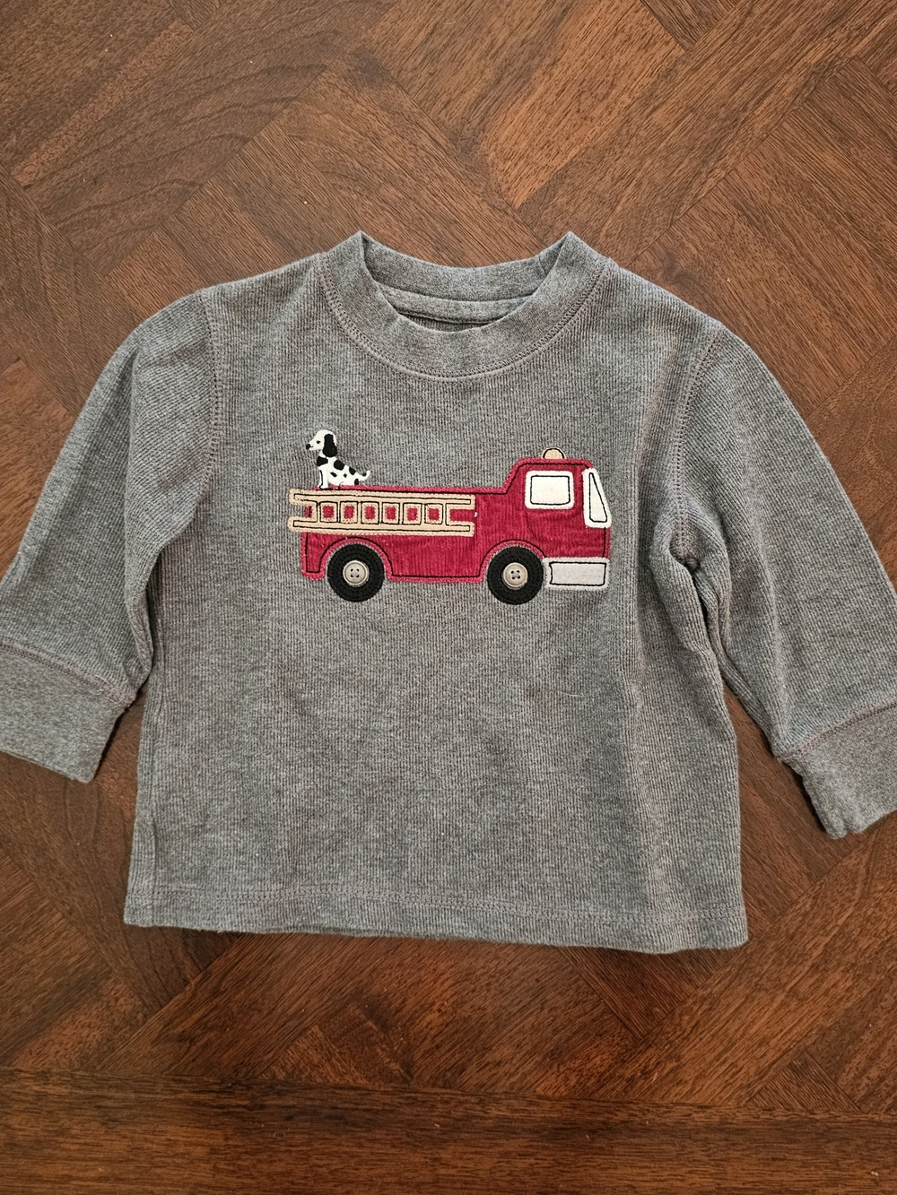 Gymboree Toddler Boys Fire Truck Applique Waffle Knit Shirt 12-18 Mos